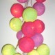 Guirlande de 20 boules - Vert anis fuschia et mauve