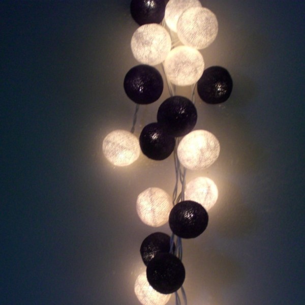 Guirlande lumineuse boule coton 20 LED Sirius en beige